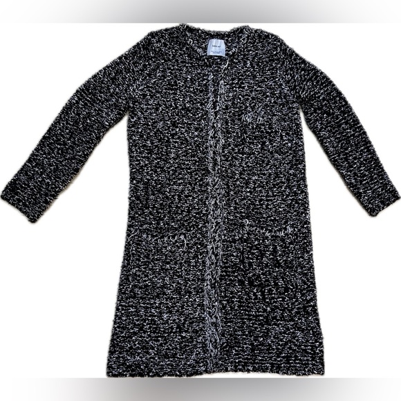 Zara Knit long open front cardigan sweater jacket frayed/fringed edges. Size M - Picture 9 of 15